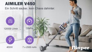 Read more about the article AIMILER V450 Test | AIMILER Akku Staubsauger, 450W 33Kpa