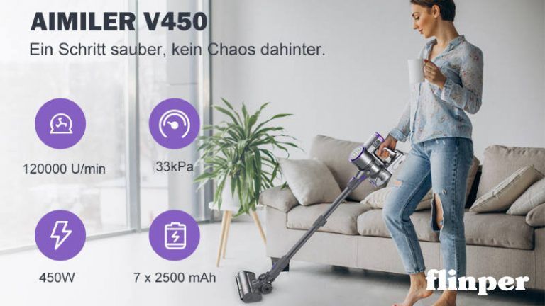 Read more about the article AIMILER V450 Test | AIMILER Akku Staubsauger, 450W 33Kpa